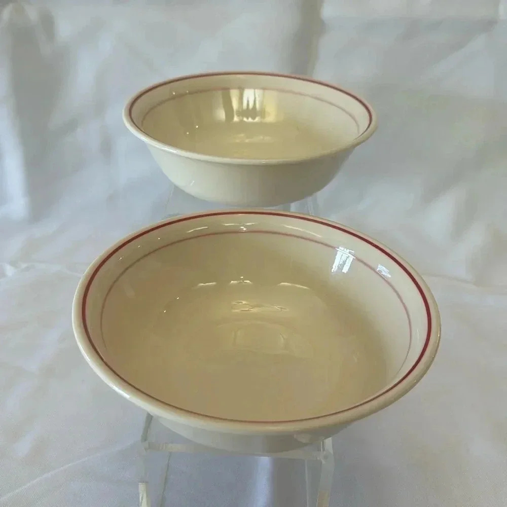 Corelle CRANBERRY BLOSSOM 6 & 1/4" Cereal Bowls Red,Pink Band